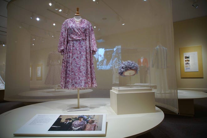 This outfit worn by the Queen Mother is among the faithful reproductions from the Netflix series 'The Crown' that are in Winterthur Museum's exhibit 'Costuming the Crown.'