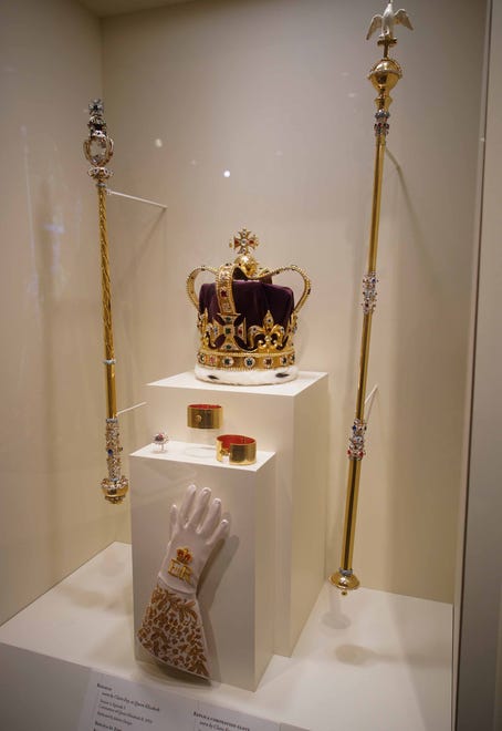The queen's coronation accessories are included in Winterthur Museum's 'Costuming The Crown' exhibit, which uses 40 outfits and lots of bling from the Netflix series.