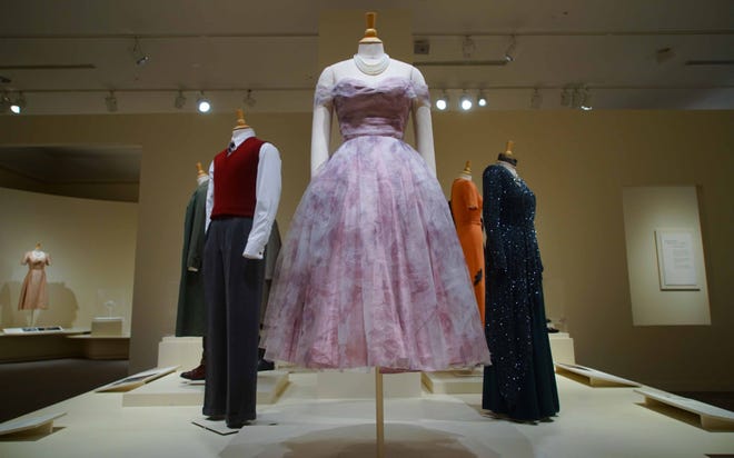 Winterthur Museum's 'Costuming The Crown' exhibit includes clothes from the first two seasons of the show, including faithful reproductions of famous gowns, and clothes like these designed to 
help create the characters of 'The Crown.'