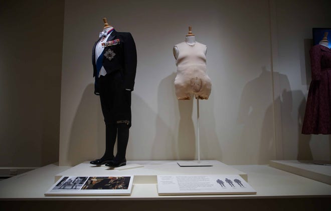 "Costuming The Crown" at Winterthur includes John Lithgow's dinner suit and the fat suit he wore to play the well-rounded Winston Churchill.