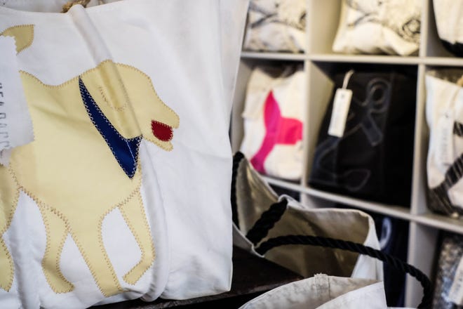Dogs are a popular design for many Sea Bags products. The Maine-based company recently opened a shop in Rehoboth Beach, where folks can now buy totes and handbags made from recycled sails that would have otherwise been tossed in the landfill.