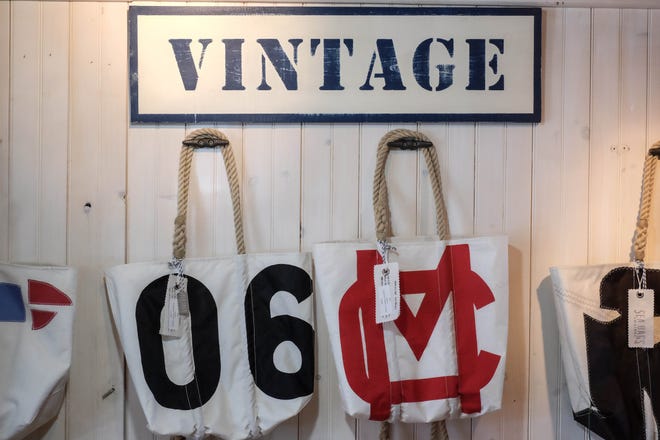 Shoppers at Sail Bags in Rehoboth Beach can buy these vintage totes that display the sail boat's insignia.